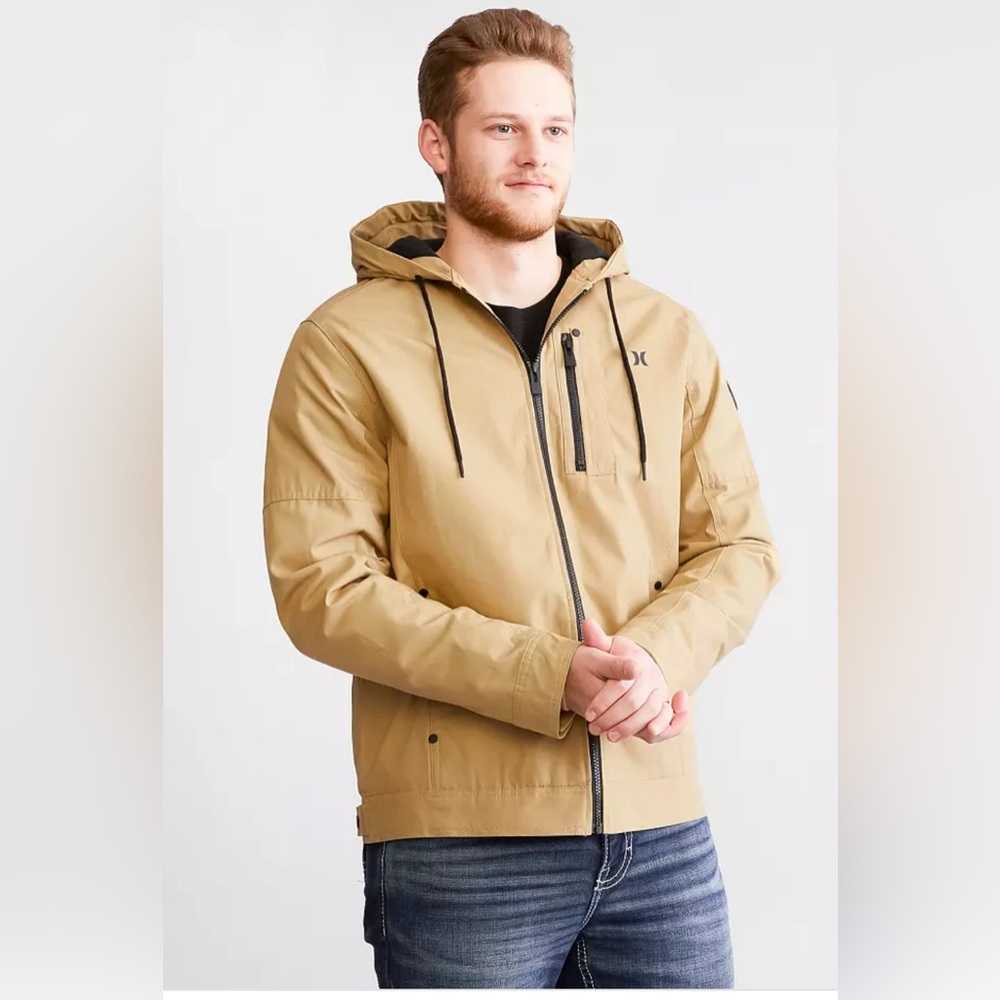Hurley Men's Tan Hooded Jacket Medium